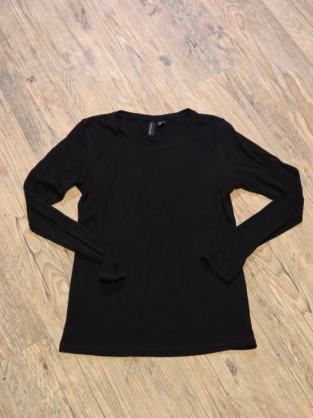 Cynthia Rowley Women's Black Long Sleeve Crewneck Top